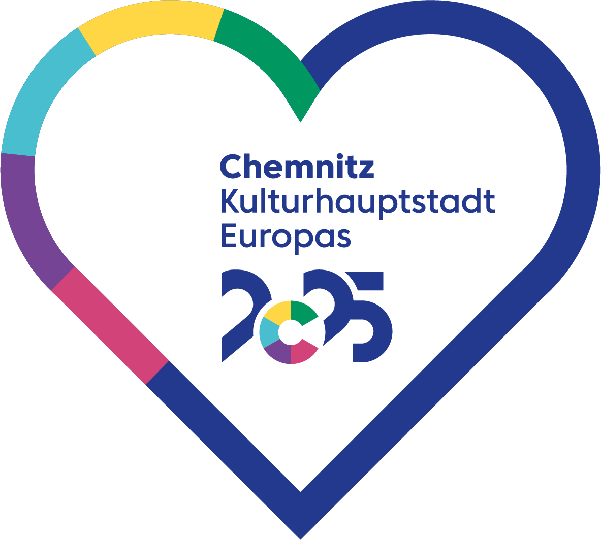 abgebildet ist das Logo anlässlich „Chemnitz 2025 – Kulturhauptstadt Europas". Das Logo stellt ein Herz dar in dessen Mitte die Aufschrift "Chemnitz 2025 – Kulturhauptstadt Europas“ vermerkt ist.